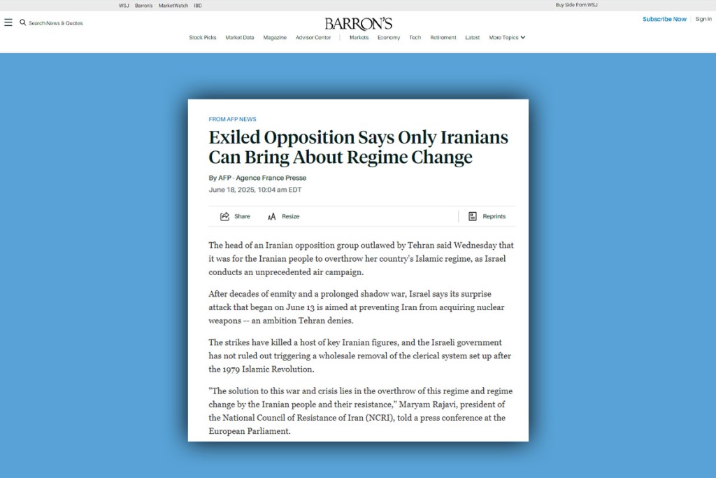 Exiled Opposition Says Only Iranians Can Bring About Regime Change