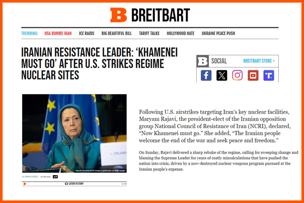 Iranian Resistance Leader: ‘Khamenei Must Go’ After U.S. Strikes Regime Nuclear Sites