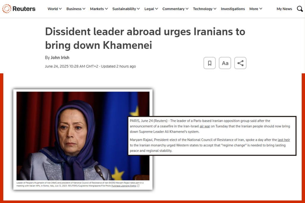 Dissident leader abroad urges Iranians to bring down Khamenei