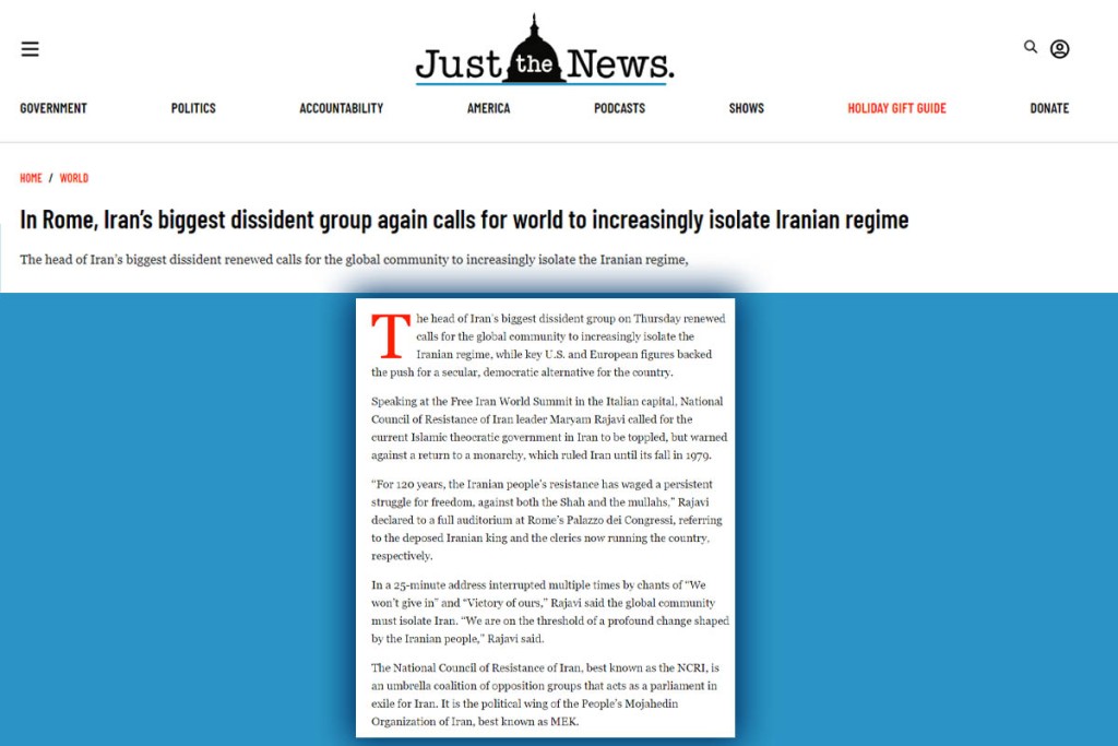 In Rome, Iran’s biggest dissident group again calls for world to increasingly isolate Iranian regime