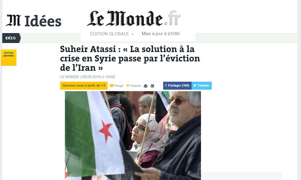 Suheir Atassi : « La solution à la crise en Syrie passe par l’éviction de l’Iran »