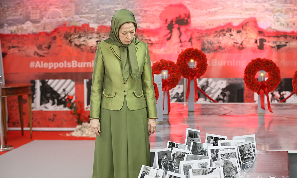 Maryam Radjavi appelle pour mettre fin aux crimes de guerre commis par les gardiens de la révolution du régime iranien et leur milices à Alep
