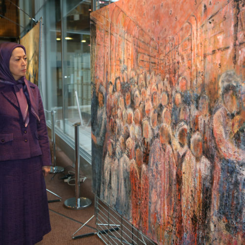 Maryam Rajavi- Laying flower for the Auschwitz memorial– Strasbourg – 26 January 2015