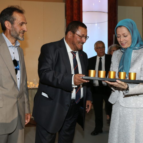Maryam Rajavi Iran’s opposition Leader with leaders of Muslim communities in France in a major Ramadan conference in Paris on 3 July 2015 -9