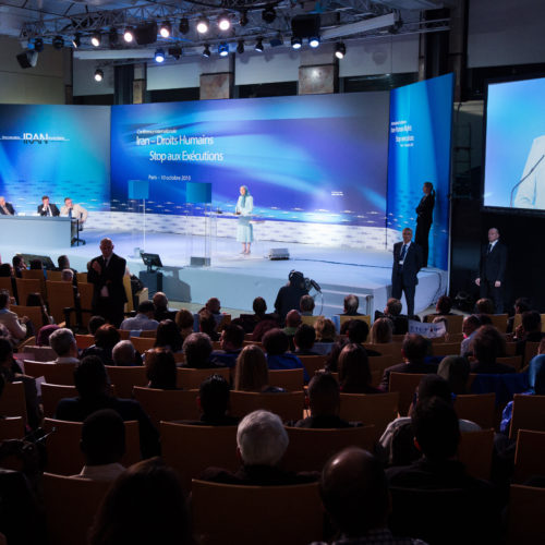 Maryam Rajavi and personalities gathered at the conference of 10 October 2015