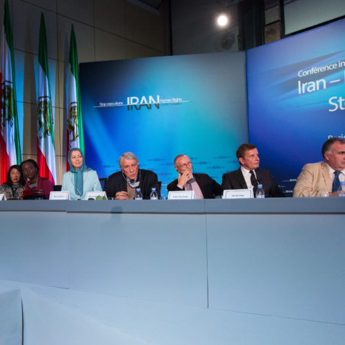 Maryam Rajavi and personalities gathered at the conference of 10 October 2015