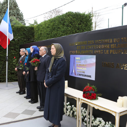 Maryam Rajavi at memorial ceremony for the victims of Paris attacks, Auvers-sur-Oise, November 16, 2015