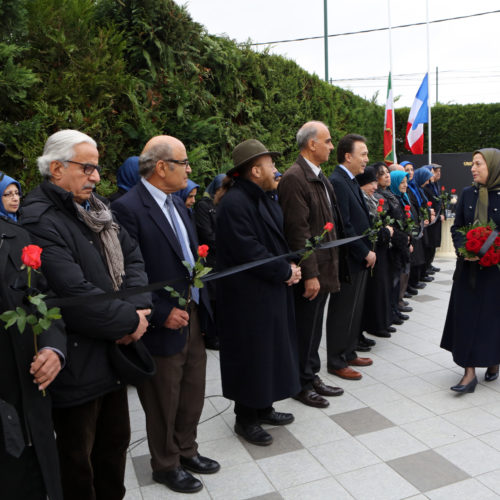 Maryam Rajavi at memorial ceremony for the victims of Paris attacks, Auvers-sur-Oise, November 16, 2015