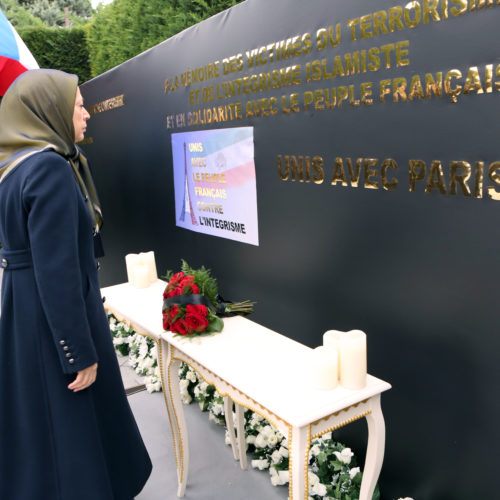 Maryam Rajavi at memorial ceremony for the victims of Paris attacks, Auvers-sur-Oise, November 16, 2015