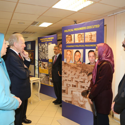 Maryam Rajavi, Senator Joseph Lieberman and Prof. Alejo Vidal Quadras take part in a meeting on the eve of International Human Rights Day. Paris – December 8, 2015