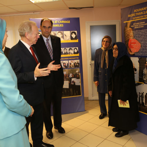 Maryam Rajavi, Senator Joseph Lieberman and Prof. Alejo Vidal Quadras take part in a meeting on the eve of International Human Rights Day. Paris – December 8, 2015