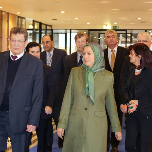 Maryam Rajavi in a meeting at the European Parliament. Brussels – March 2, 2016