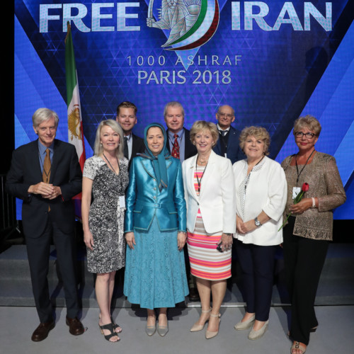 Maryam Rajavi accompanied by a delegation of dignitaries and members of Parliament from Canada