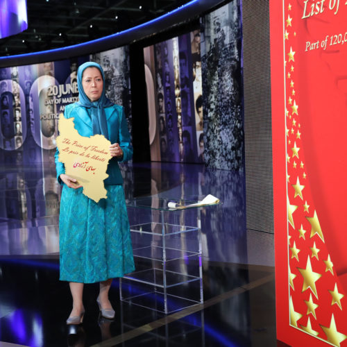 Paying tribute to the Resistance’s 120,000 martyrs at their monument at the Free Iran Gathering, Villepinte, Paris, July 1, 2017-1