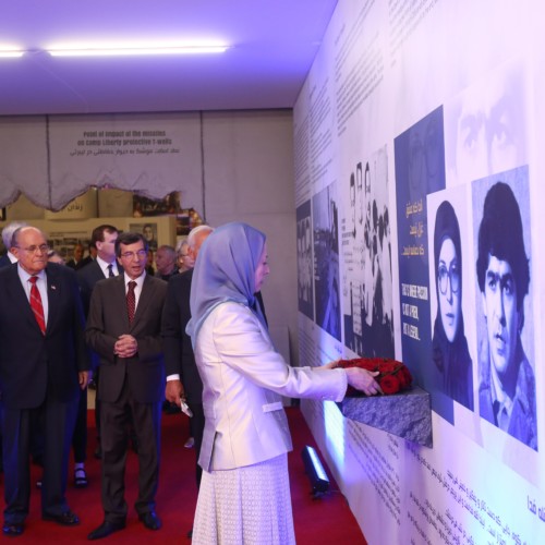 Portraits of those martyred on February 8, 1982, Ashraf Rajavi and Moussa Khiabani- July 12, 2019