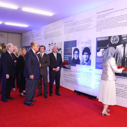 Maryam Rajavi  at the exhibition of the Iranian people’s 120 years of struggle for freedom- July 12, 2019