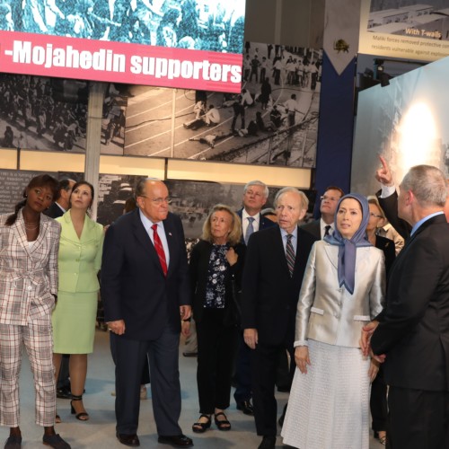 Maryam Rajavi  at the exhibition of the Iranian people’s 120 years of struggle for freedom- July 12, 2019