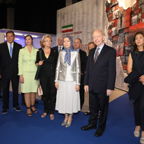 Maryam Rajavi  at the exhibition of the Iranian people’s 120 years of struggle for freedom- July 12, 2019