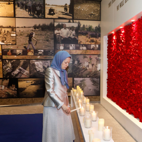 Maryam Rajavi pays tribute to the monument commemorating 30,000 martyrs of the 1988 massacre in Iran- July 12, 2019