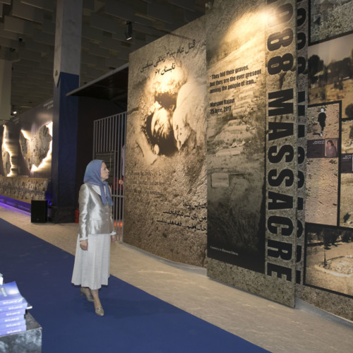 Maryam Rajavi  at the exhibition of the Iranian people’s 120 years of struggle for freedom- July 12, 2019