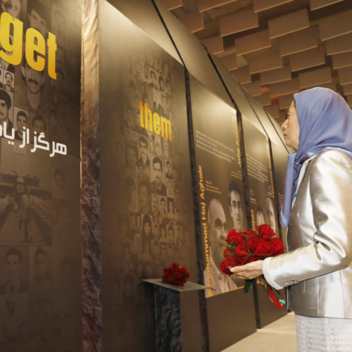 Maryam Rajavi  at the exhibition of the Iranian people’s 120 years of struggle for freedom- July 12, 2019