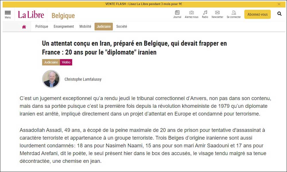 Un attentat conçu en Iran, préparé en Belgique, qui devait frapper en France : 20 ans pour le “diplomate” iranien