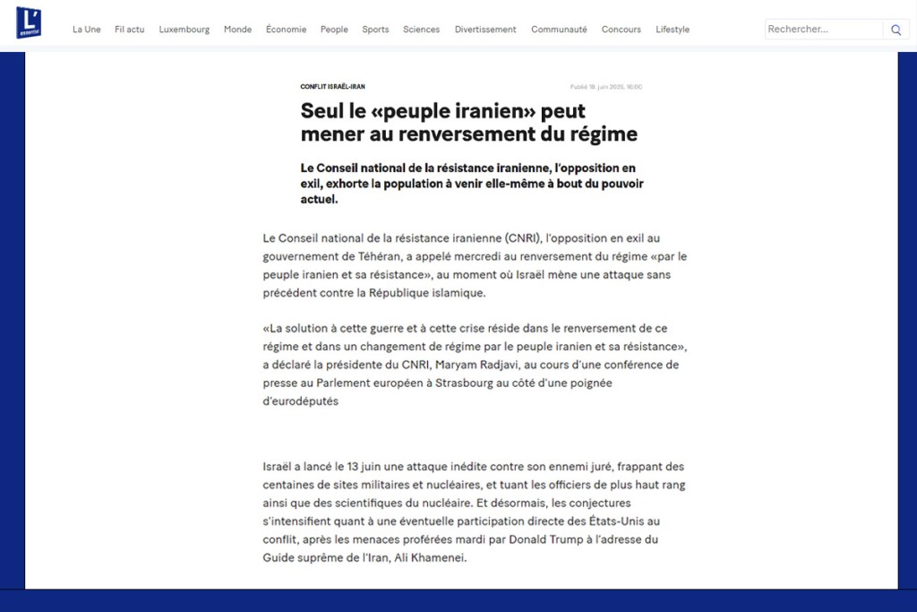 Seul le «peuple iranien» peut mener au renversement du régime