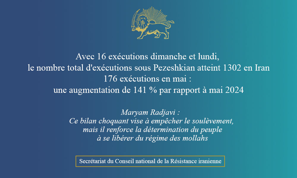 Avec 16 exécutions dimanche et lundi, le nombre total d’exécutions sous Pezeshkian atteint 1302 en Iran