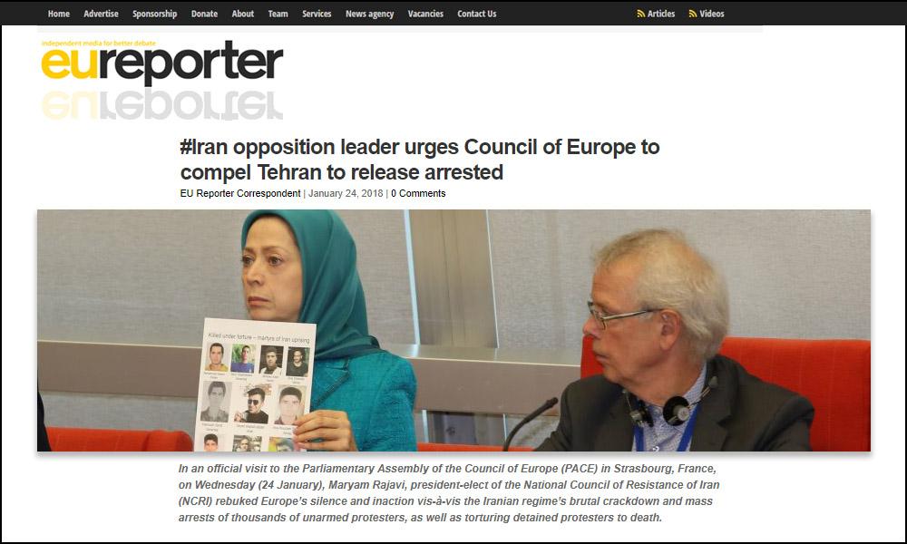 رهبر اپوزیسیون ایران مصرانه از شورای اروپا خواست تا تهران را به آزاد کردن دستگیر شدگان وادار کنند
