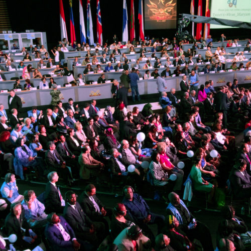 Dignitaries and audience while Maryam Rajavi, Iranian opposition leader, addressing grand annual gathering in Paris _64