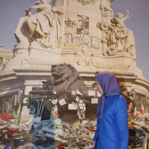 Gathering at NCRI Headquarters in solidarity with the people of France Maryam Rajavi calls on all Muslims to unite against terrorism and extremism under the name of Islam