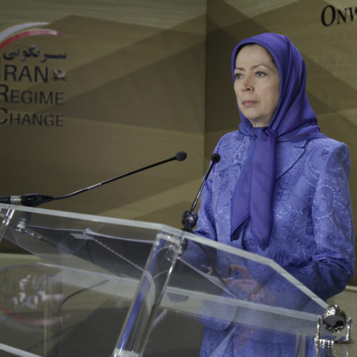 مریم رجوی در کنفرانسی تحت عنوان «تغییر رژیم در ایران - به پیش با هزار اشرف» ۲۹ دی ۱۳۹۶