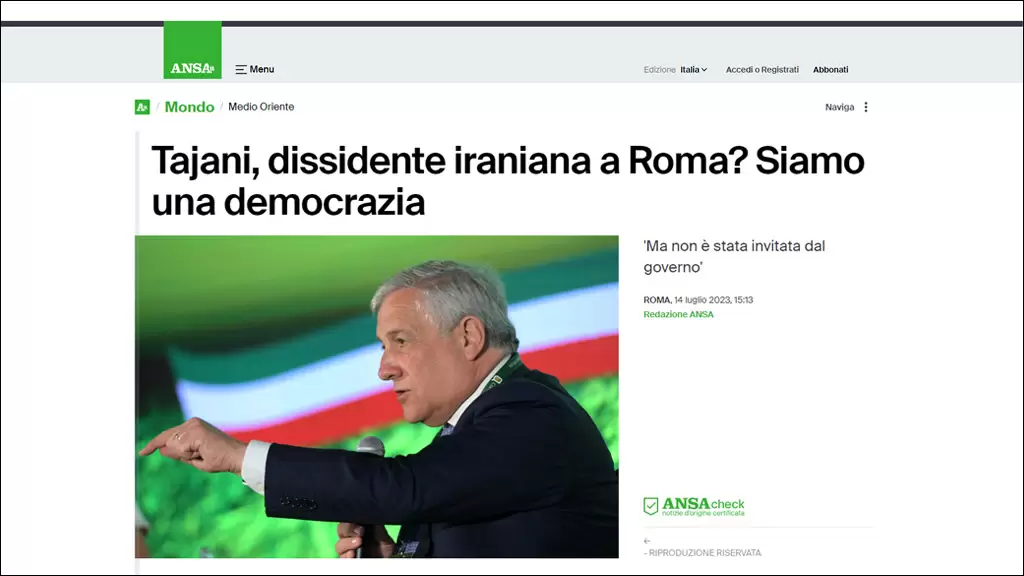 تاجانی: مخالف ایرانی در رم؟ ما یک دموکراسی هستیم